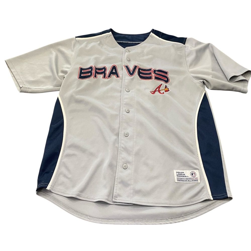 Vintage Atlanta Braves Dynasty Series Gray Button-Up Baseball Jersey